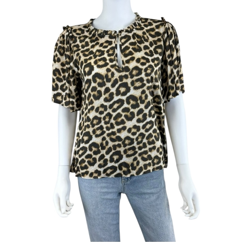 velvet BY GRAHAM & SPENCER Leopard Blouse Size S M0528